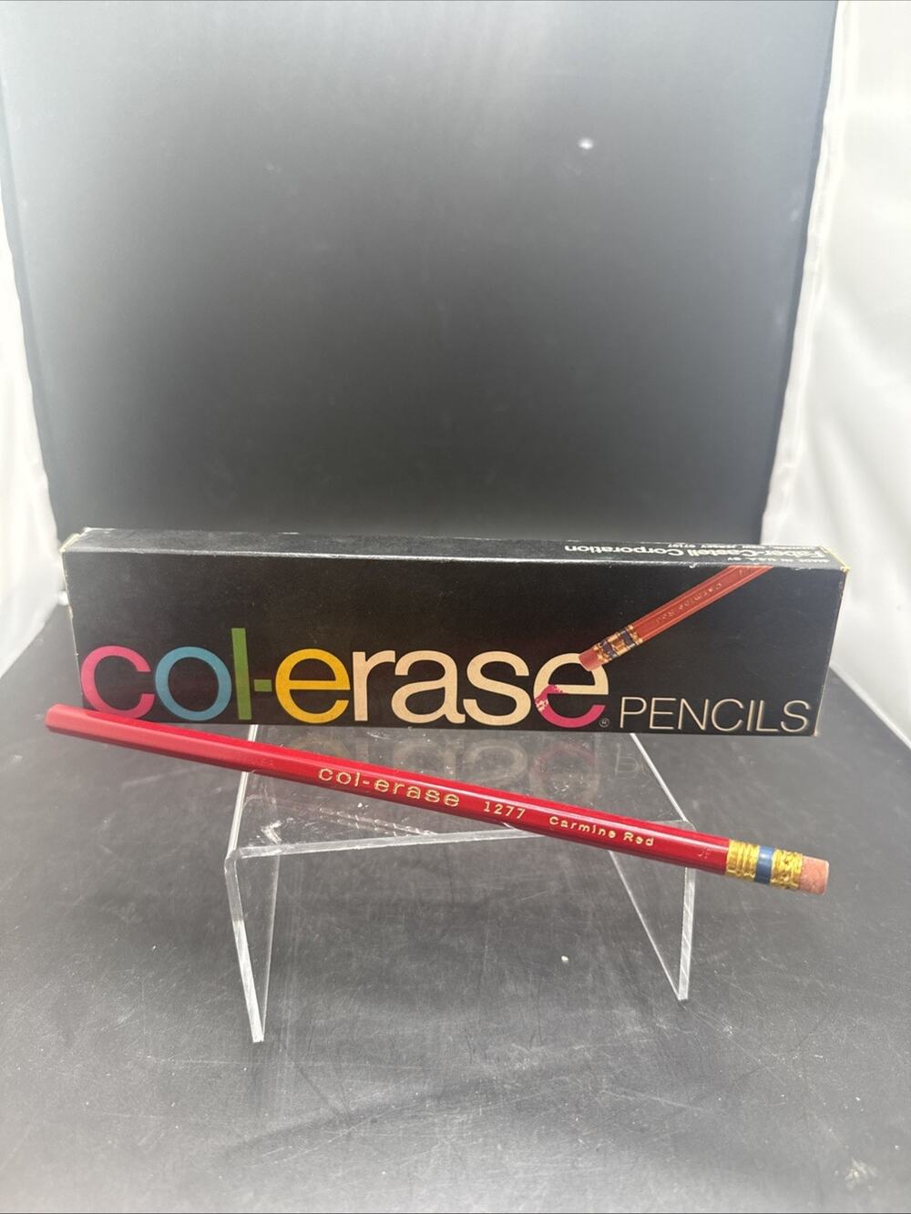 NOS Vintage Faber-Castell Col-Erase 1277 Carmine Box of 12 Colored Pencils